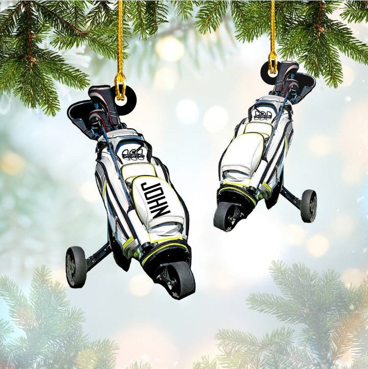 Customized Golf Bags Acrylic Ornament, Golf Cart Ornament Gift For Golf Lovers, Christmas