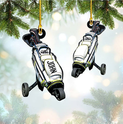 Customized Golf Bags Acrylic Ornament, Golf Cart Ornament Gift For Golf Lovers, Christmas
