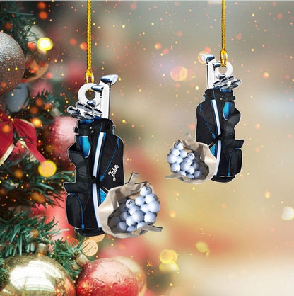 Customized Golf Bags Acrylic Ornament, Golf Cart Ornament Gift For Golf Lovers, Christmas