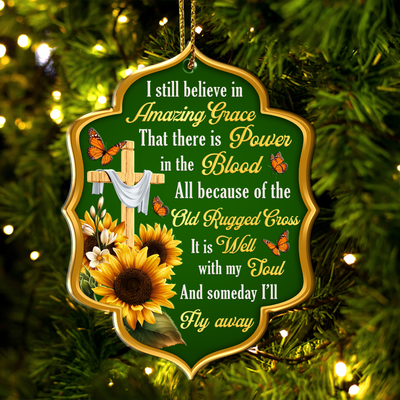 Sunflower Wooden Cross Believe In Amazing Grace Acrylic Ornament, Perfect Christmas Gift For Family, Friends