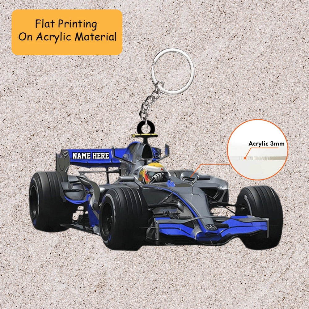 Personalized Formula Race Car Flat Acrylic Ornament, Meaningful Christmas Ornament Gifts For Racing Car Lovers