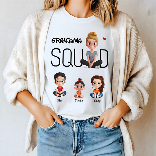 Personalized Gift For Grandma, Mom, Nana - Grandma Squad Shirt With Custom Kids On Mother's Day - HN35