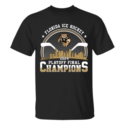 Florida Ice Hockey 2024 Playoff Final Champions T-Shirt, Florida Hockey Skyline Shirt Gift For Family, Florida Hockey Lovers