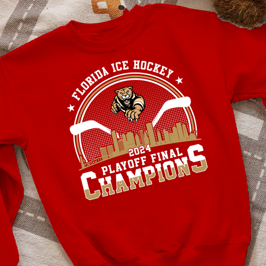 Florida Ice Hockey 2024 Playoff Final Champions Sweatshirt, Florida Hockey Skyline Shirt Gift For Florida Hockey Lovers