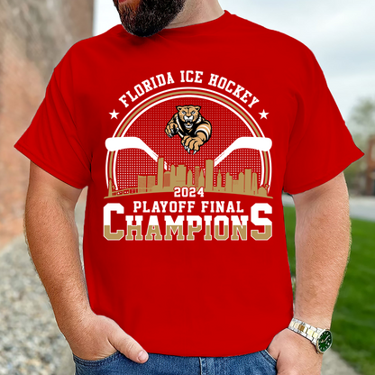 Florida Ice Hockey 2024 Playoff Final Champions T-Shirt, Florida Hockey Skyline Shirt Gift For Family, Florida Hockey Lovers