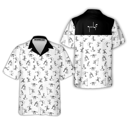 Golf Hawaiian Shirt - Funny Golf Pattern Custom Name White Apparel - Personalized Gift For Golf Lover, Team