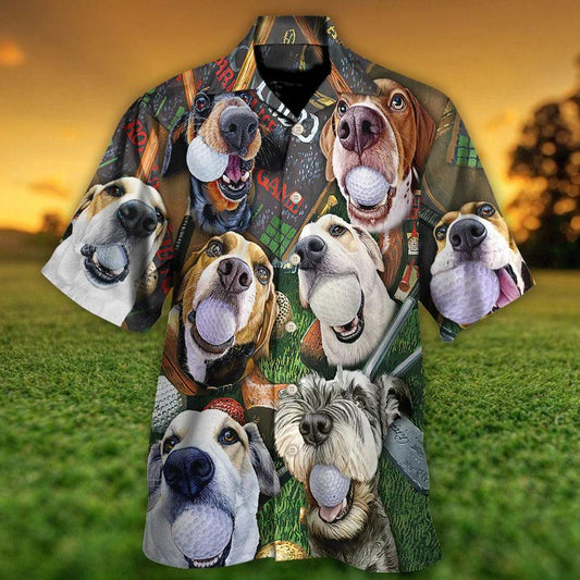 Gof Hawaiian Shirts - Golf Beach Sports, Cute Dogs Beach Hawaiian Shirt For Summer - Perfect Gift For Men, Golfer, Dog Lovers - Cerigifts