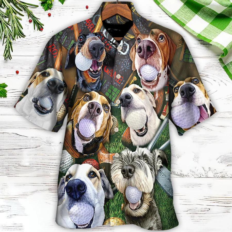 Gof Hawaiian Shirts - Golf Beach Sports, Cute Dogs Beach Hawaiian Shirt For Summer - Perfect Gift For Men, Golfer, Dog Lovers - Cerigifts