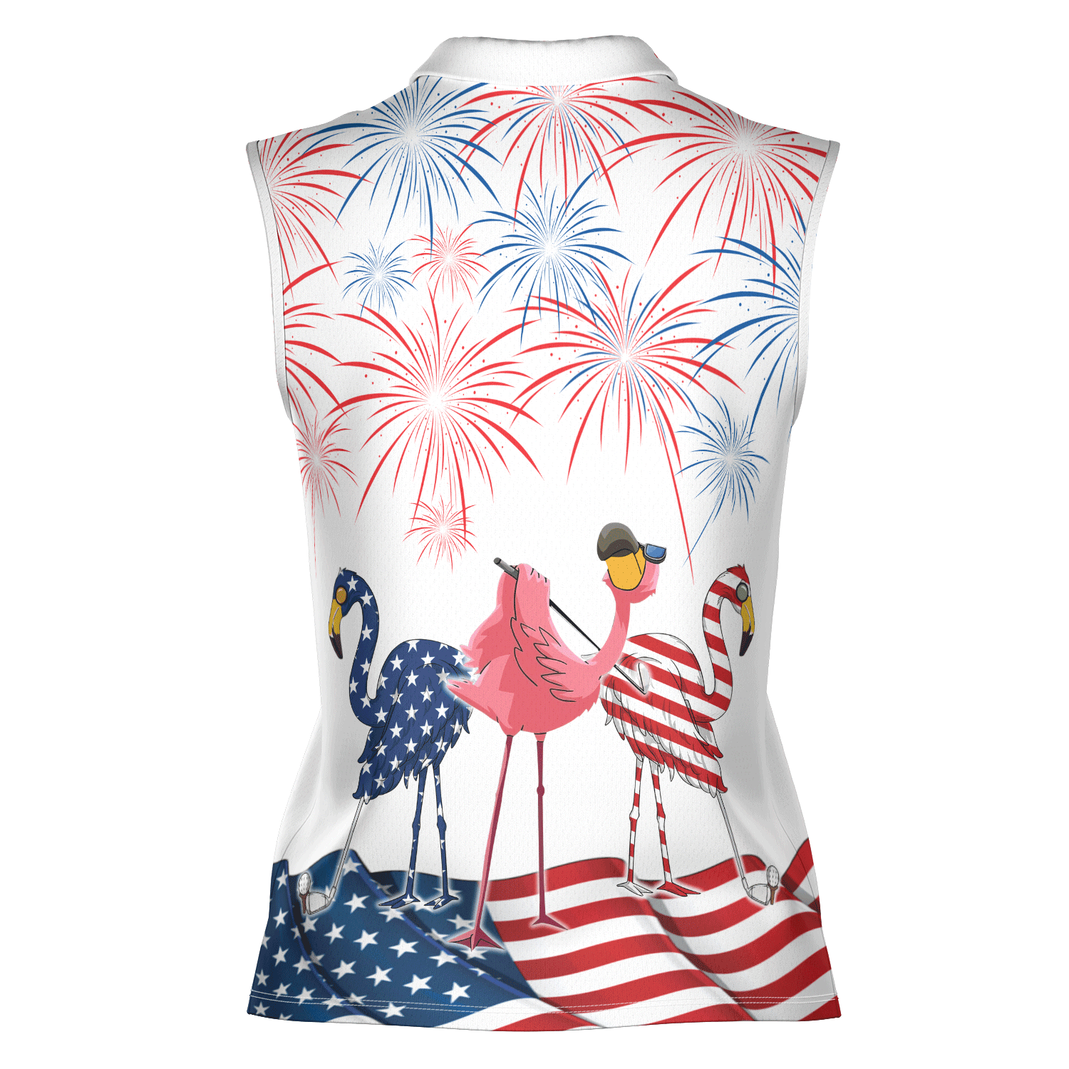 Golf Flamingo American Flag 4th Of July Women Polo Shirt, 4th Of July Patriotic Funny Flamingo Women Polo Shirt - Gift For Mother's Day, Golfers, Female - Cerigifts