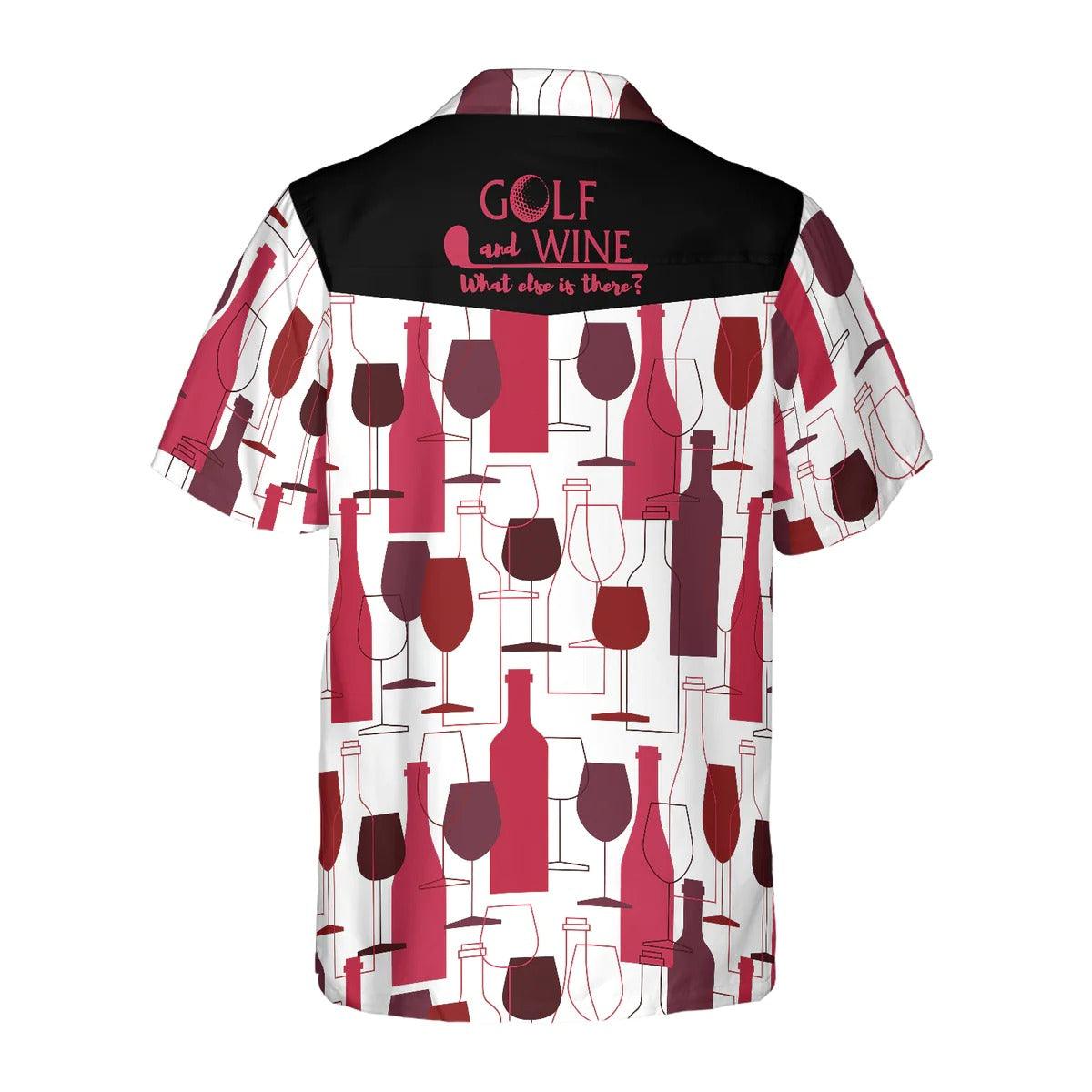 Golf Hawaiian Shirt, Golf and Wine Pattern Hawaiian Shirt, Wine Summer Aloha Shirt - Perfect Gift For Men, Women, Golf Lover, Friend, Family - Cerigifts