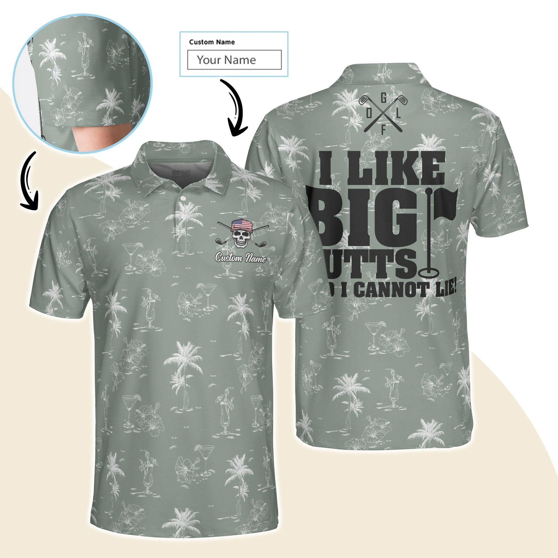 Golf Men Polo Shirt Custom Name - I Like Big Putts And I Cannot Lie Personalized Polo Shirt For Men - Gift For Golfers, Friend, Family - Cerigifts