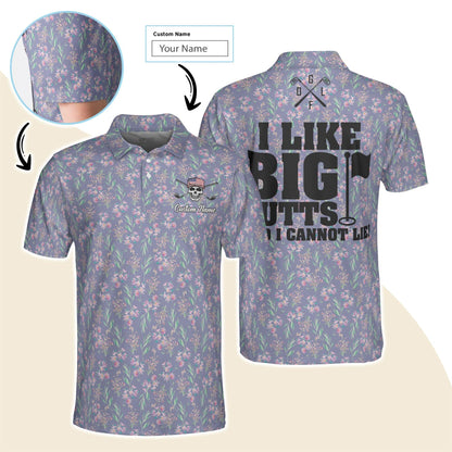 Golf Men Polo Shirt Custom Name - I Like Big Putts And I Cannot Lie Personalized Polo Shirt For Men - Gift For Golfers, Friend, Family - Cerigifts