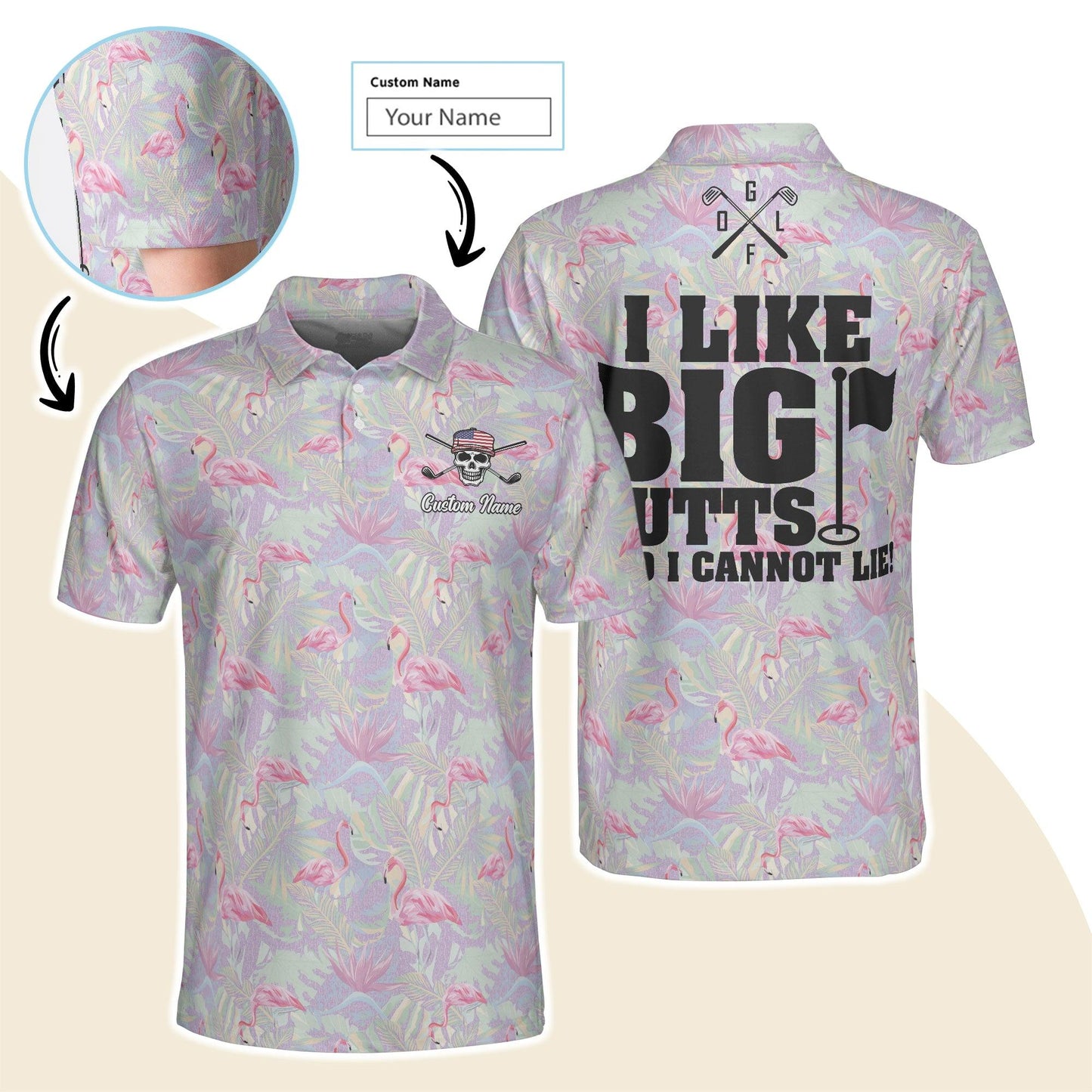 Golf Men Polo Shirt Custom Name - I Like Big Putts And I Cannot Lie Personalized Polo Shirt For Men - Gift For Golfers, Friend, Family - Cerigifts