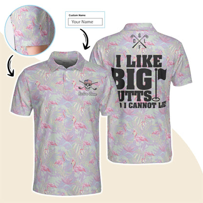 Golf Men Polo Shirt Custom Name - I Like Big Putts And I Cannot Lie Personalized Polo Shirt For Men - Gift For Golfers, Friend, Family - Cerigifts