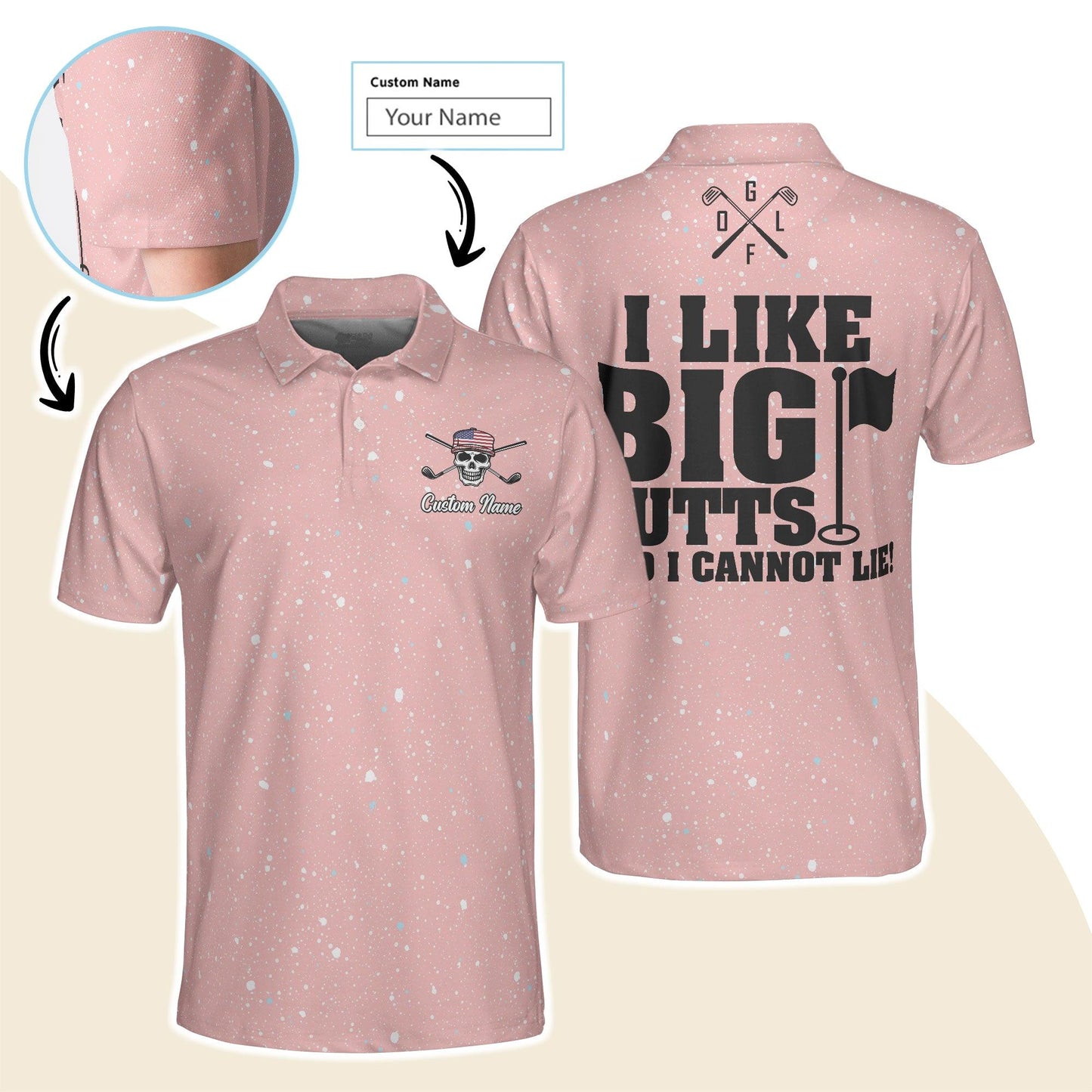 Golf Men Polo Shirt Custom Name - I Like Big Putts And I Cannot Lie Personalized Polo Shirt For Men - Gift For Golfers, Friend, Family - Cerigifts