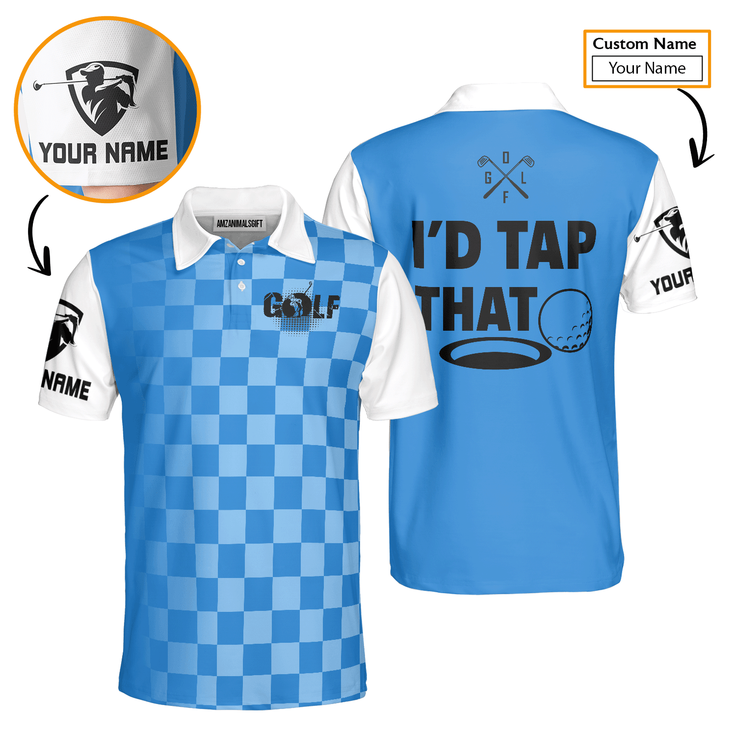 Golf Men Polo Shirt - Funny Custom Name Apparel, I'd Tap That Men Golf Polo Shirt - Personalized Gift For Golf Lover, Team, Golfers, Husband, Boyfriend - Cerigifts