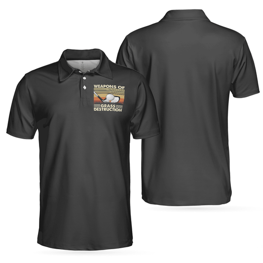 Golf Men Polo Shirts - Weapons Of Grass Destruction Vintage Chess Graphic Black Background Men Polo Shirts - Perfect Gift For Men, Golfers, Golf Lover - Cerigifts