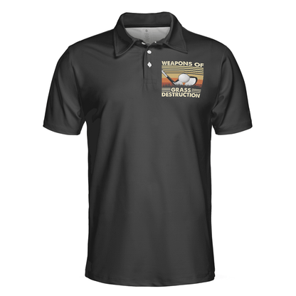 Golf Men Polo Shirts - Weapons Of Grass Destruction Vintage Chess Graphic Black Background Men Polo Shirts - Perfect Gift For Men, Golfers, Golf Lover - Cerigifts