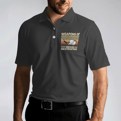Golf Men Polo Shirts - Weapons Of Grass Destruction Vintage Chess Graphic Black Background Men Polo Shirts - Perfect Gift For Men, Golfers, Golf Lover - Cerigifts