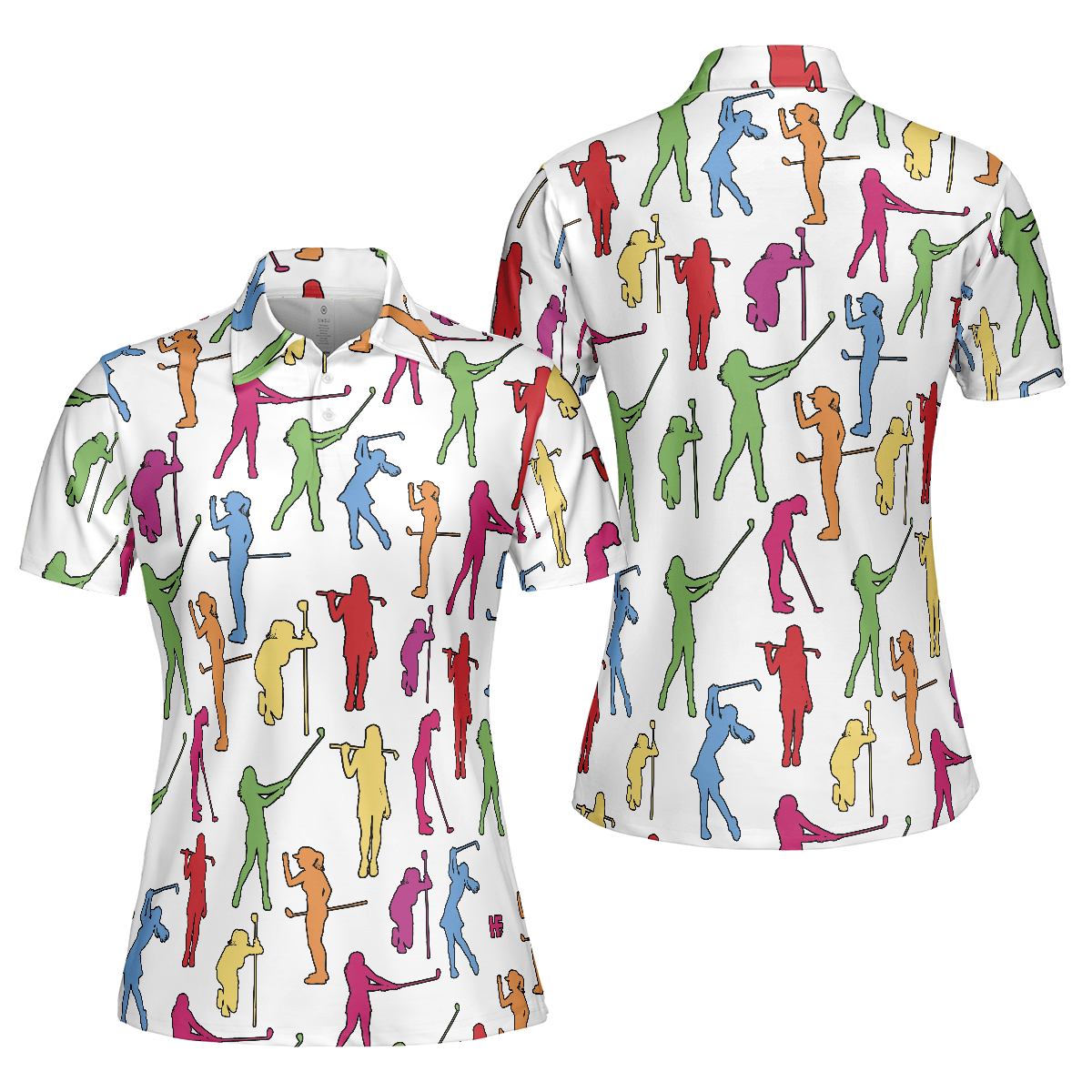 Golf Women Polo Shirt, Colorful Female Golfer White Women Polo Shirts, Gift For Golfers, Golf Lovers, Ladies, Golf Tournament, Golf Coach, Golf Club - Cerigifts