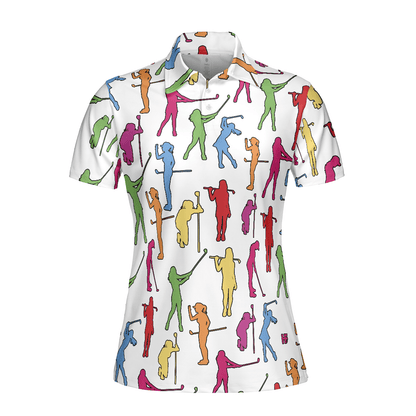 Golf Women Polo Shirt, Colorful Female Golfer White Women Polo Shirts, Gift For Golfers, Golf Lovers, Ladies, Golf Tournament, Golf Coach, Golf Club - Cerigifts