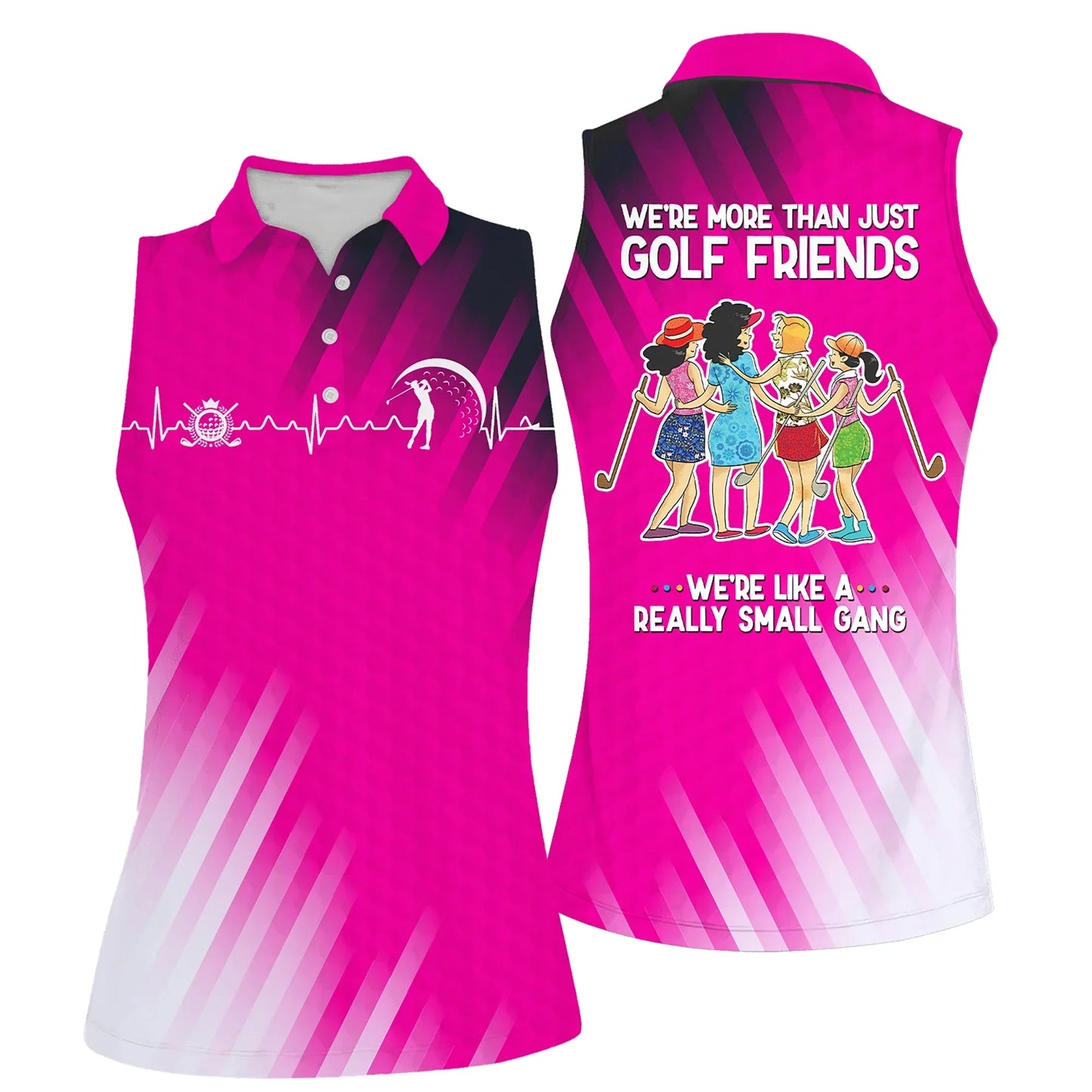 Golf Women Polo Shirt, Golf Friends Nice Shot Team Heartbeat Multicolor Women Polo Shirt - Gift For Mother's Day, Golfers, Female, Golf Lover - Cerigifts