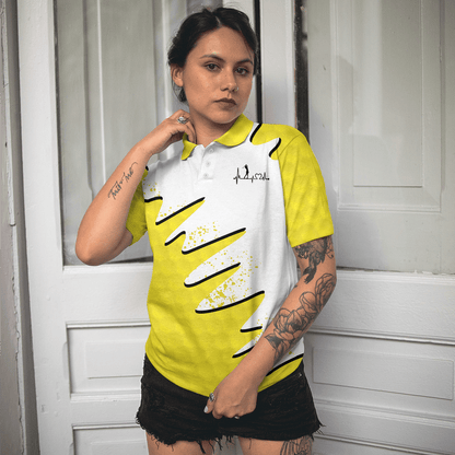 Golf Women Polo Shirt, Sporty And Cute Golf Girl Golf Women Polo Shirts, White And Yellow Golf Shirt For Ladies - Perfect Gift For Golfer, Golf Lovers - Cerigifts