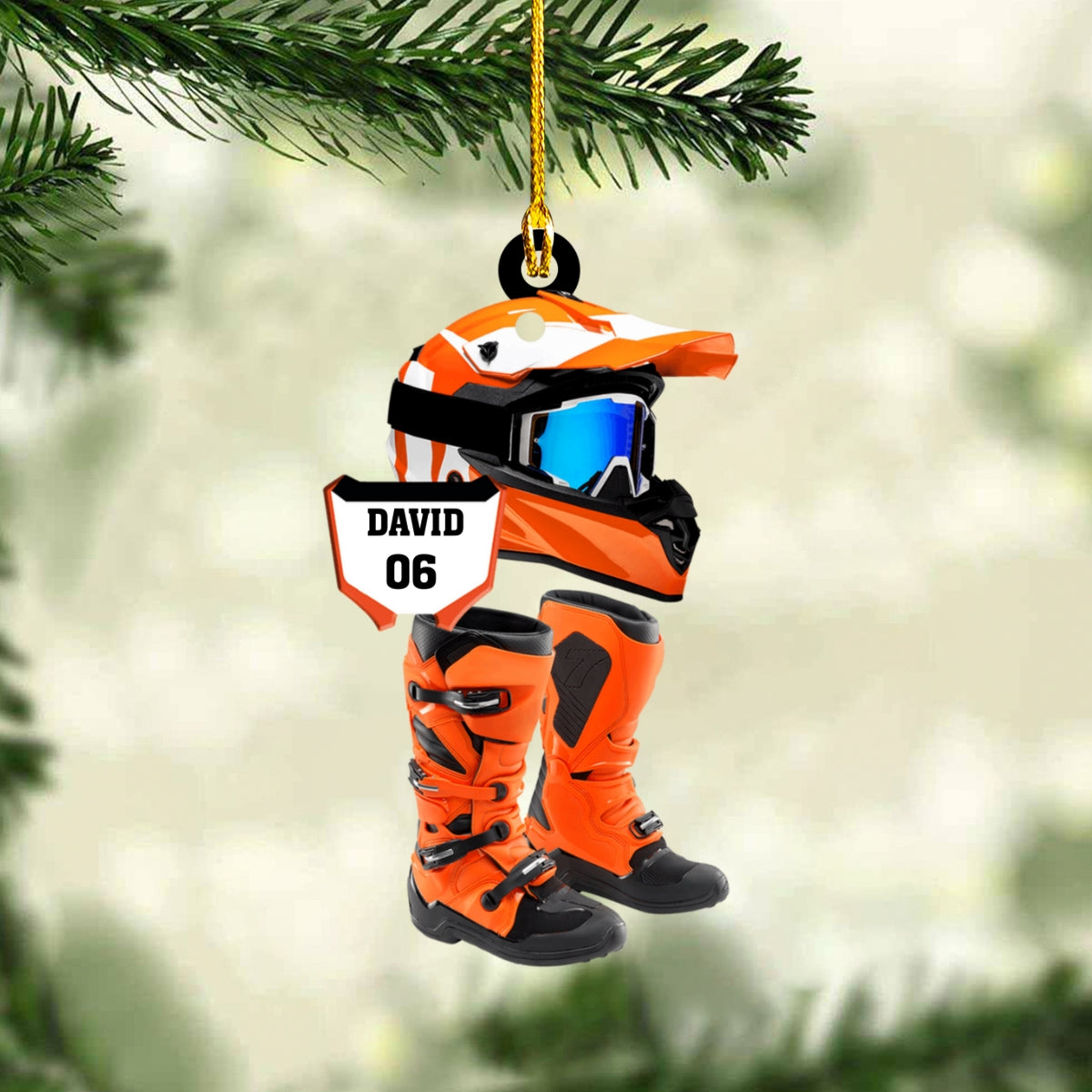 Personalized Motocross Gear Flat Acrylic Ornament, Meaningful Christmas Ornament Gifts For Son, Grandson, Family, Friends