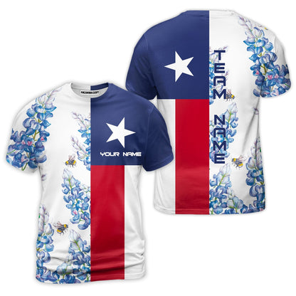 Texas Flag Bluebonnets T-Shirt  For Golf, Floral Texas Flag Polo Shirt, Texas Proud Shirt For Men - Perfect Gift For Men, Golfers