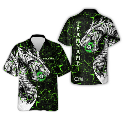 Customized Billiards Hawaiian Shirt, Magma Pattern And Dragon 8 Ball Jersey