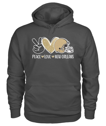 New Orleans American Football Peace Black Old Gold T-Shirt, Football Outfit For Men Women Family Love New Orleans Football Sport