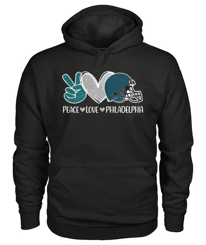 Philadelphia American Football Peace Black Forest Green Sweatshirts, Football Outfit For Men Women Family Love Philadelphia Football Sport
