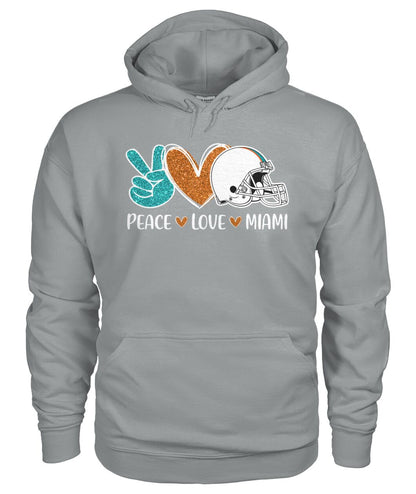 Miami American Football Peace Orange Aqua Blue Hoodies, Perfect Outfit For Men Women Family Love Miami Football Sport Lovers