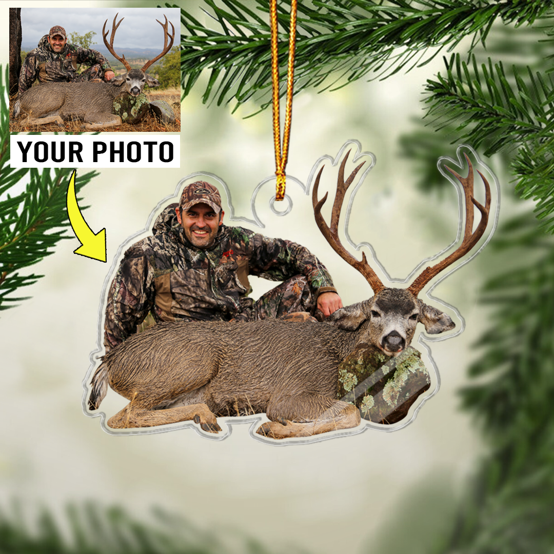 Customized Photo Hunting Lovers Acrylic Ornaments, Best Christmas Ornament Gifts For Hunter, Hunting Lovers, Family