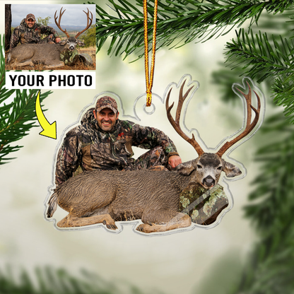 Customized Photo Hunting Lovers Acrylic Ornaments, Best Christmas Ornament Gifts For Hunter, Hunting Lovers, Family