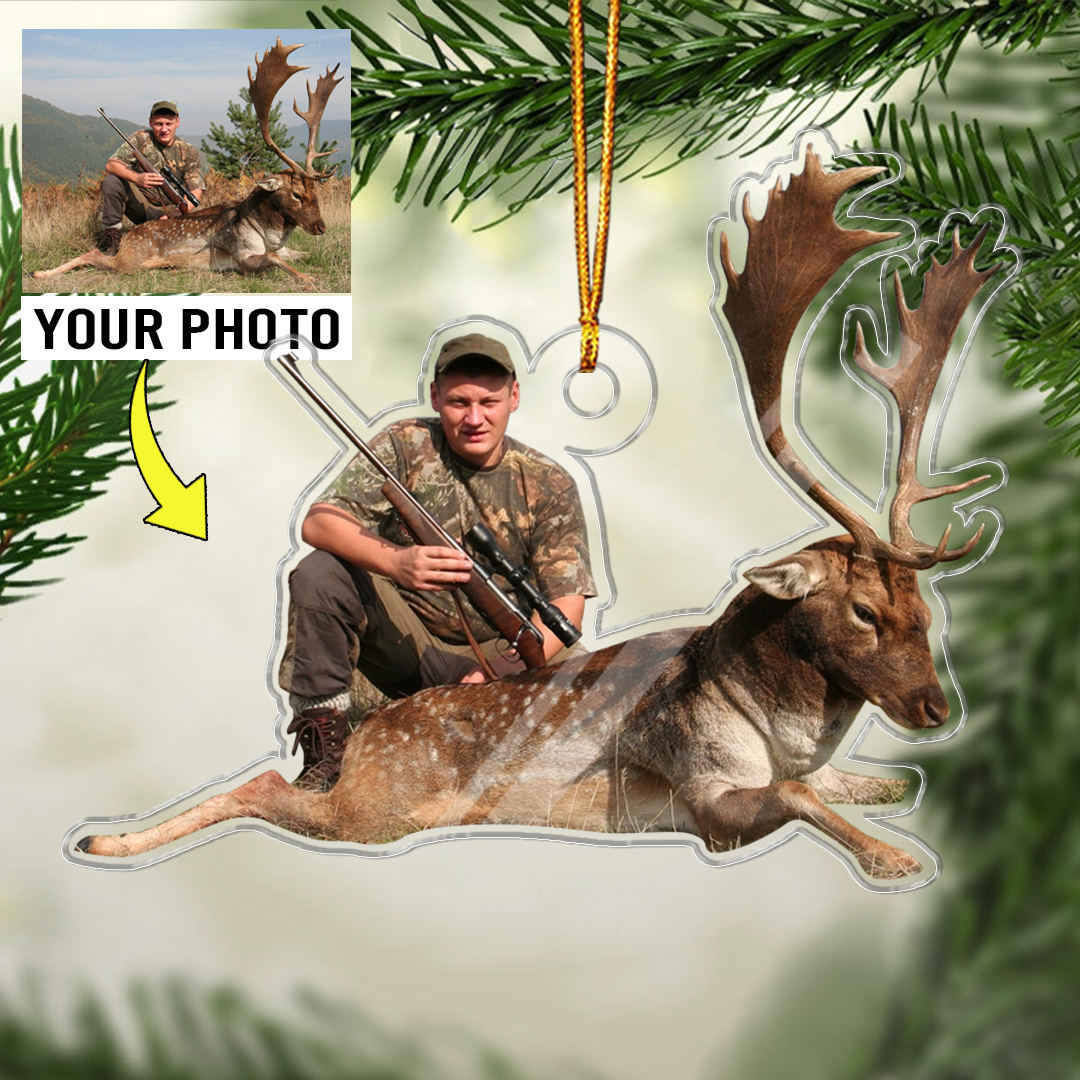 Customized Photo Hunting Lovers Acrylic Ornaments, Best Christmas Ornament Gifts For Hunter, Hunting Lovers, Family