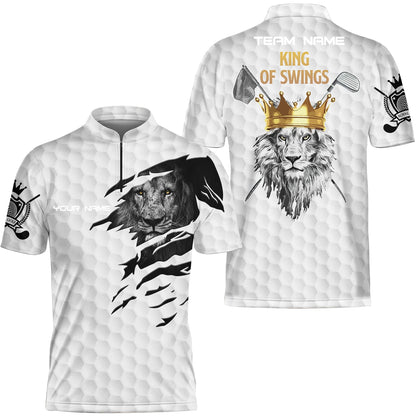 Personalized King Of Swings Lion Golf Quarter Zip Jersey, Golf Custom Shirt For Golf Players, Gift For Golfers