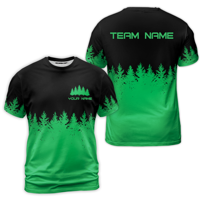 Personalized Golf Stupid Tree Unisex Polo Shirt, Black And Green Pine Forest Polo Shirt For Golf Player, Golf Teams