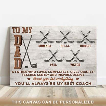 Ice Hockey Wall Decor For Father’s Day Gift Dad Who Loves Ice Hockey, Personalized Family Canvas For Thanksgiving, Christmas