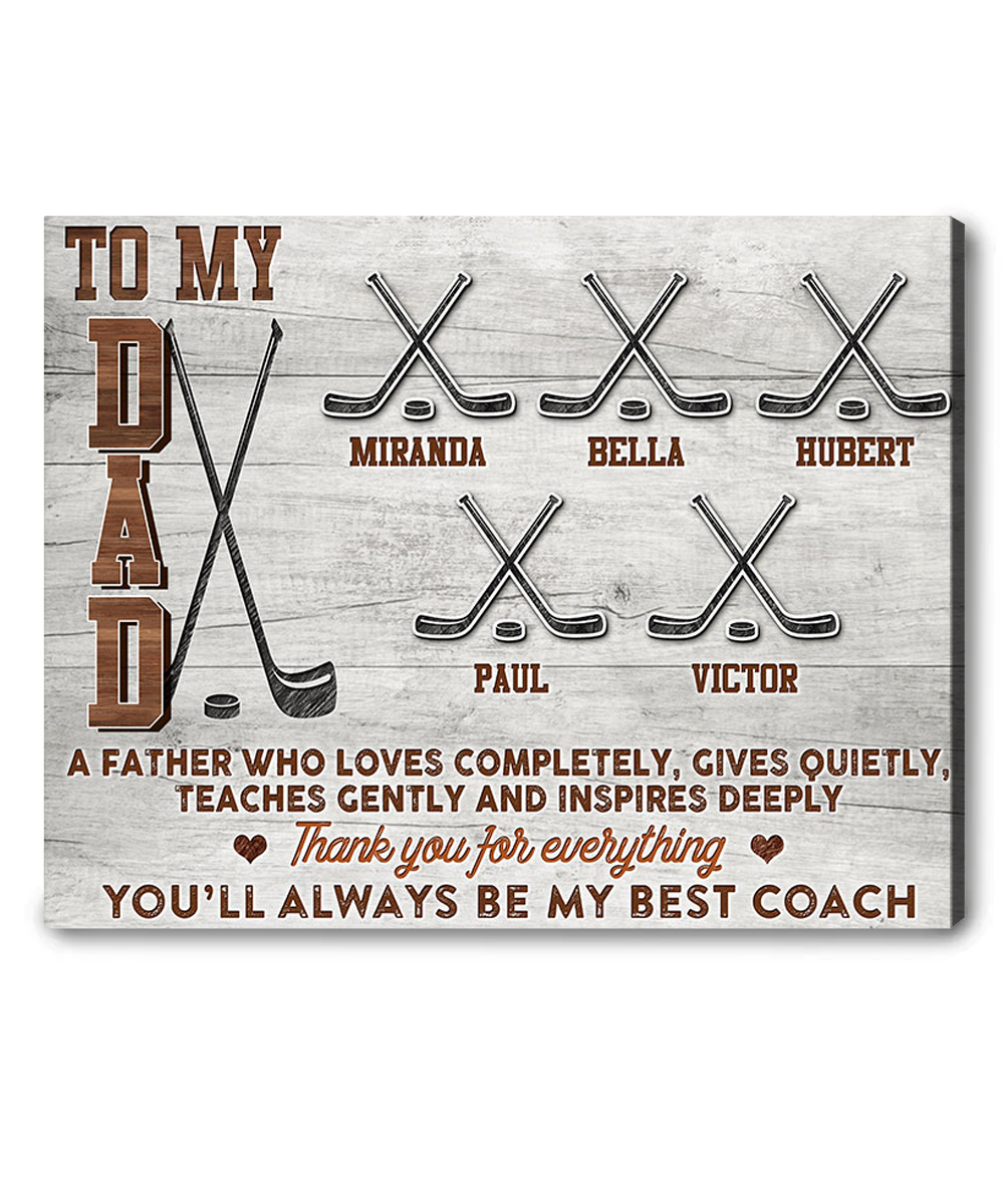 Ice Hockey Wall Decor For Father’s Day Gift Dad Who Loves Ice Hockey, Personalized Family Canvas For Thanksgiving, Christmas