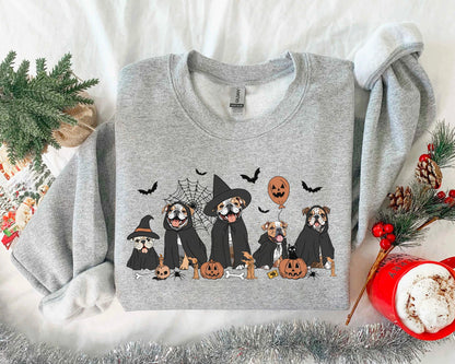 Bulldog Shirt, Bulldog Halloween Shirt, Witch Bulldog Shirt, Witch Dog Shirt, Halloween Dog Gift, Ghost And Witch Dog Tee, Halloween Bulldog