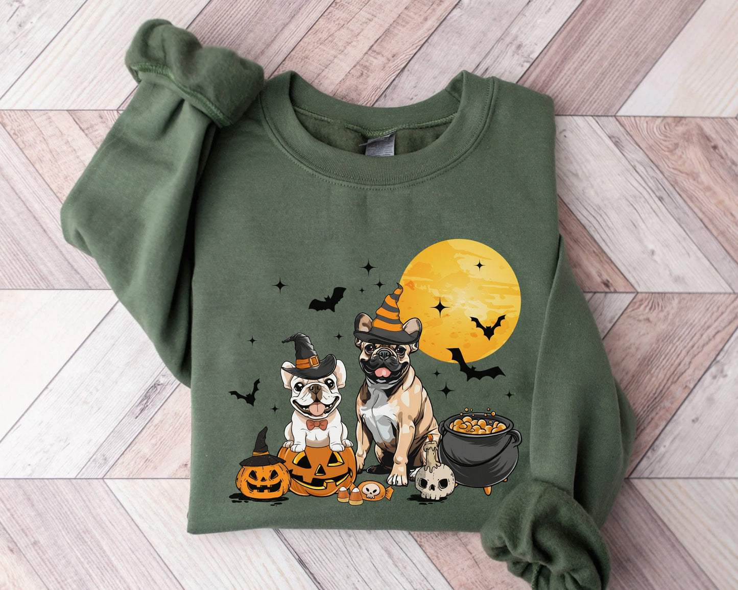 French Bulldog And Moon Halloween Shirt, Witch Frenchie Sweatshirt, Witch Frenchie Shirt, Frenchie Halloween Sweatshirt