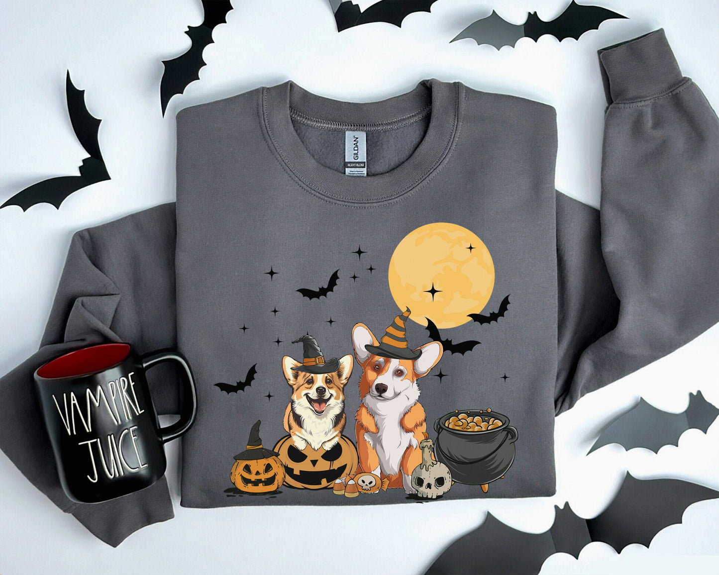 Corgi Dog And Moon Sweatshirt, Witch Corgi Sweatshirt, Corgi Halloween Sweatshirt, Corgi Moonlight Shirt