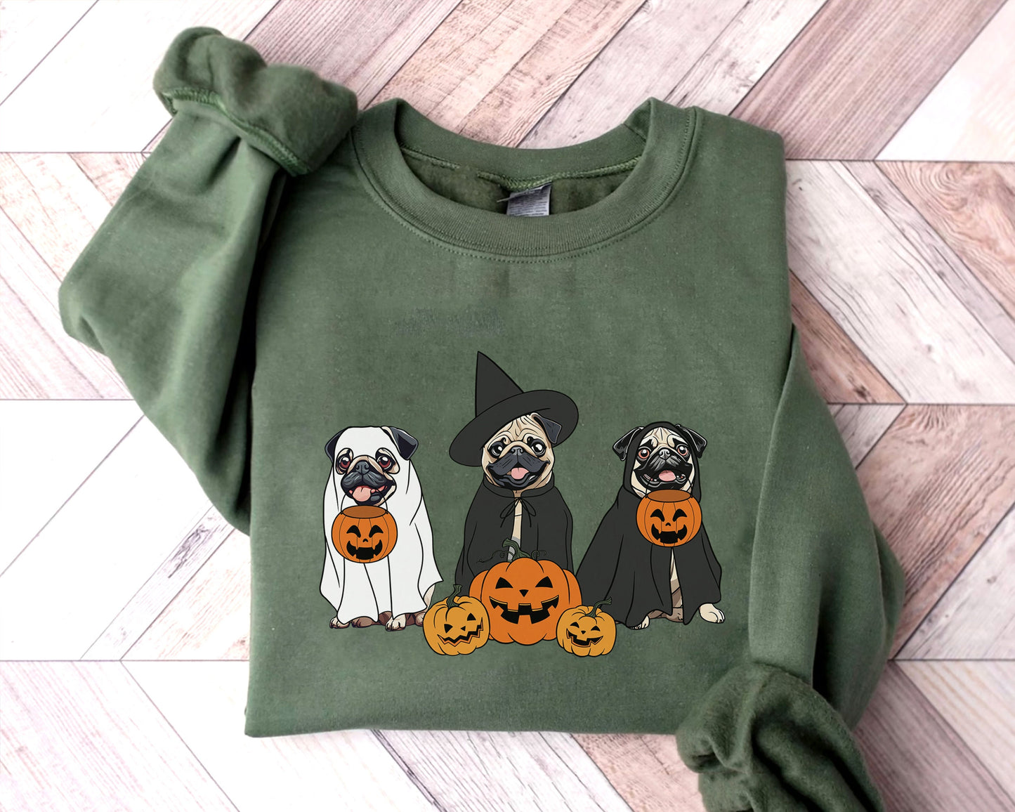 Ghost And Witch Pug Sweatshirt, Ghost Pug Shirt, Witch Pug Shirt, Pug Halloween Sweatshirt, Dog Lover Shirt, Ghost And Witch Dog Sweatshirt