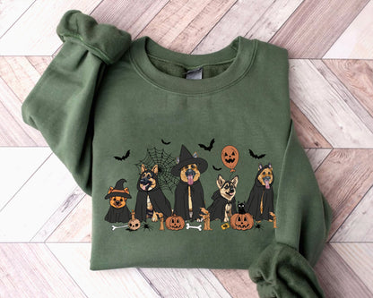 German Shepherd Shirt, German Shepherd Halloween Shirt, Witch German Shepherd Shirt, Witch Dog Shirt, Ghost And Witch Shirt, German Shepherd