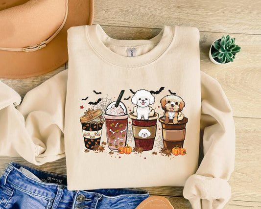 Poodle Fall Coffee Sweatshirt, Poodle Pumpkin Spice Sweatshirt, Latte Poodle Coffee Shirt, Thanksgiving Pumpkin Spice Tee