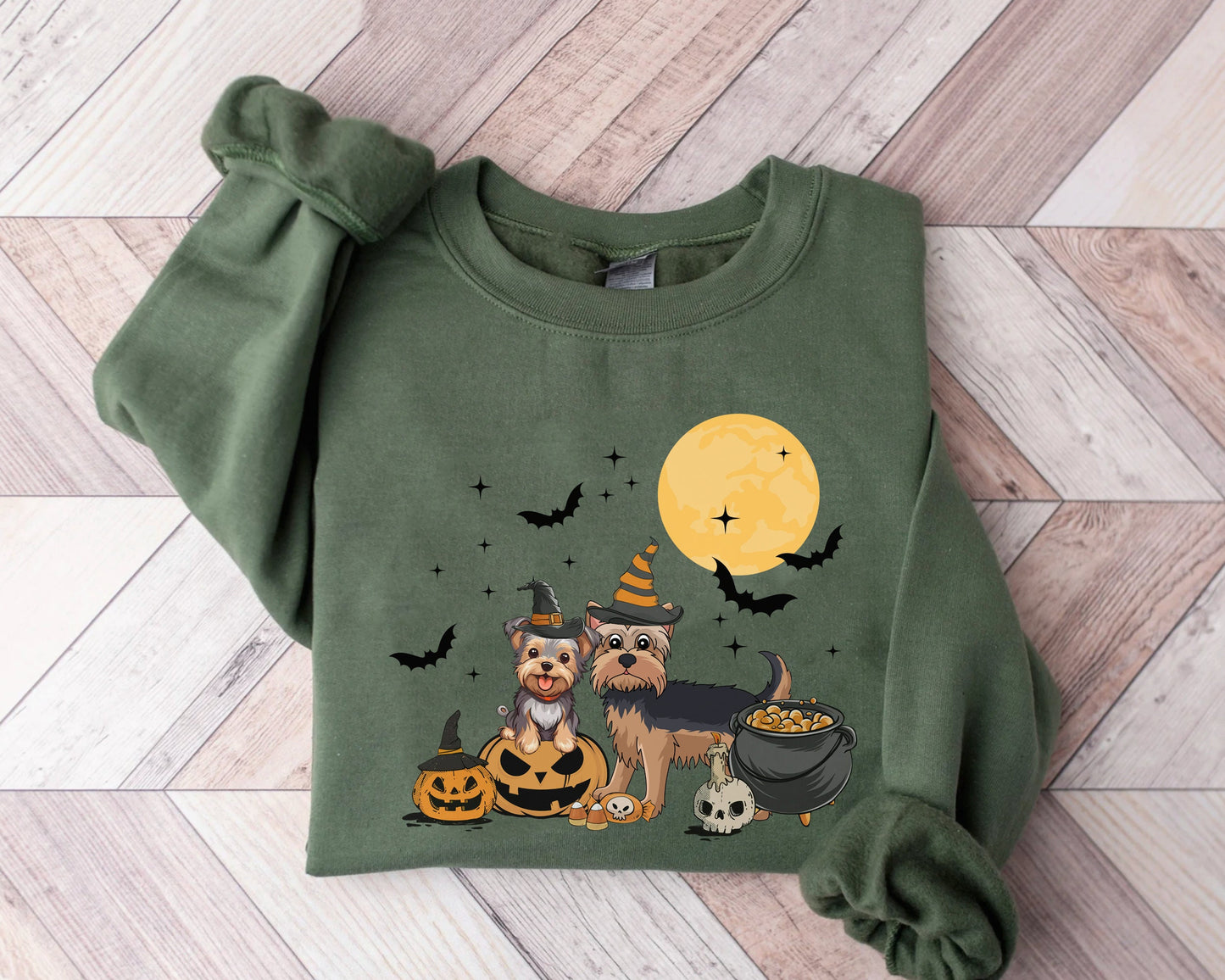 Yorkshire Terrier Dog And Moon Sweatshirt, Witch Yorkshire Terrier Shirt, Yorkshire Terrier Halloween Shirt, Yorkshire Terrier Moonlight Tee