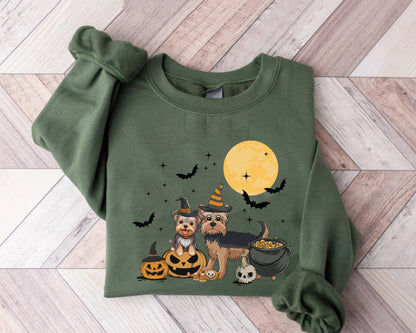 Yorkshire Terrier Dog And Moon Sweatshirt, Witch Yorkshire Terrier Shirt, Yorkshire Terrier Halloween Shirt, Yorkshire Terrier Moonlight Tee