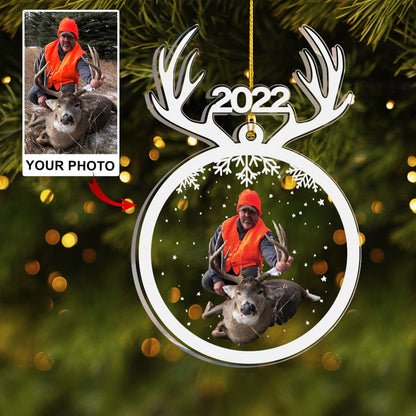 Custom Hunting Photo Acrylic Ornament, Personalized Christmas Thanksgiving Gift For Hunting Lovers