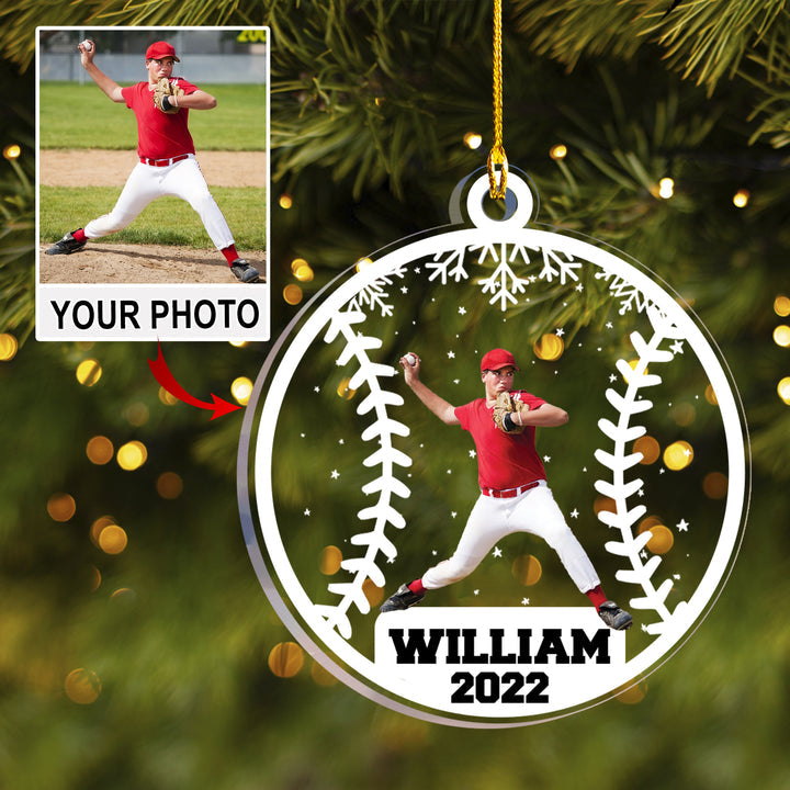 Personalized Baseball Photo Acrylic Ornament, Best Christmas Gifts For Baseball Lovers